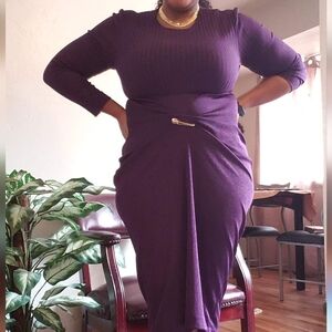 Vintage knit long sleeve maxi dress